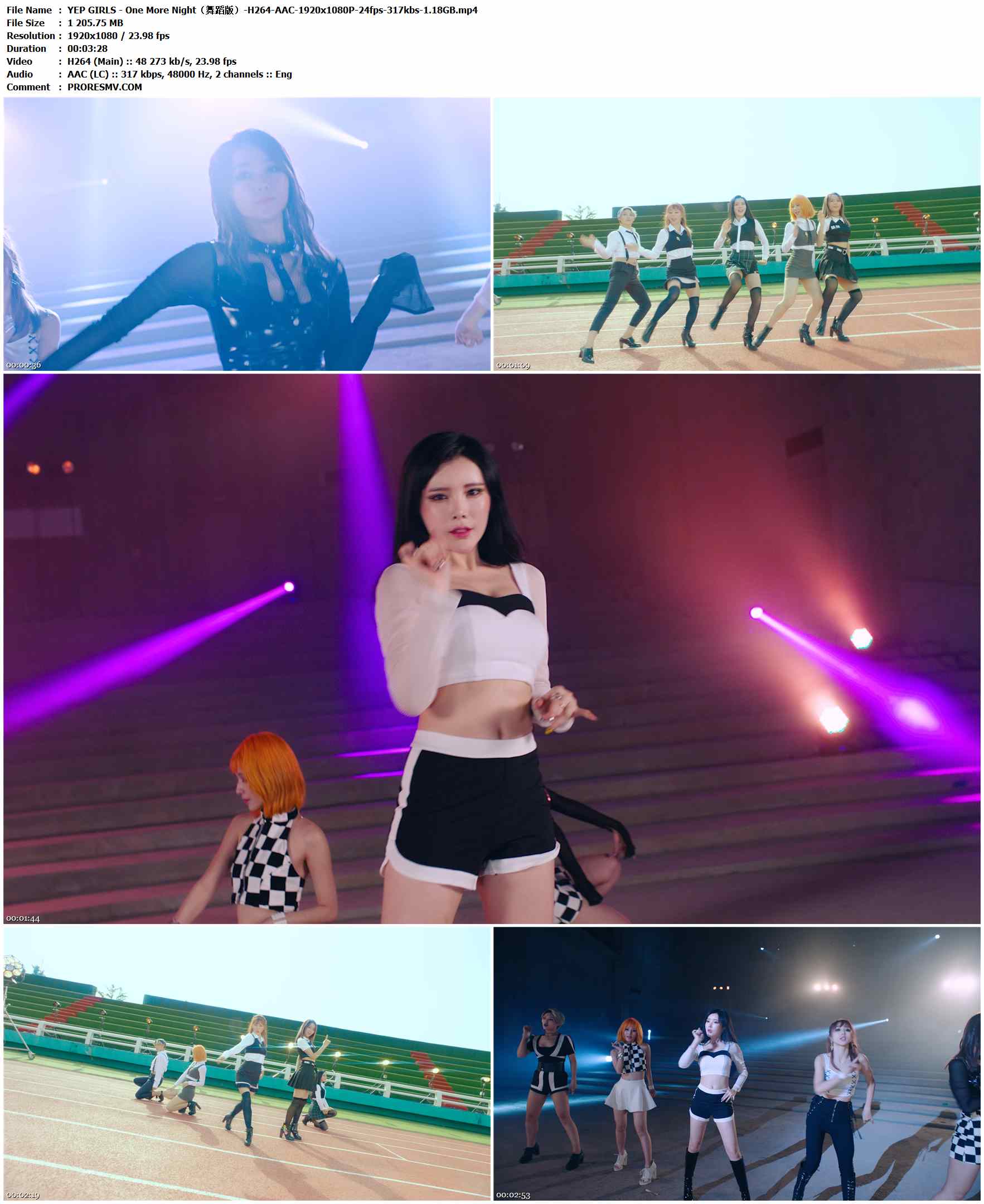YEP GIRLS - One More Night（舞蹈版）-H264-AAC-1920x1080P-24fps-317kbs-1.18GB官方MV_高清MV